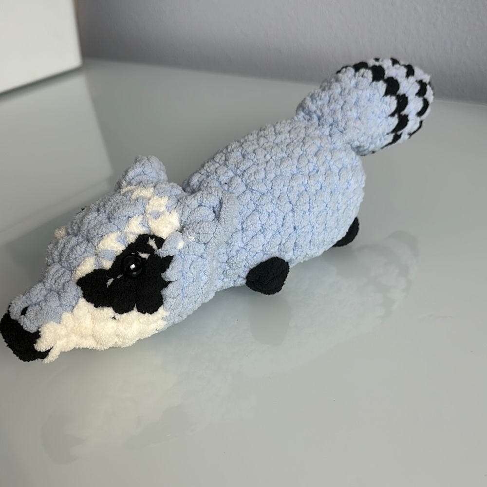 Blue and White Raccoon Crochet